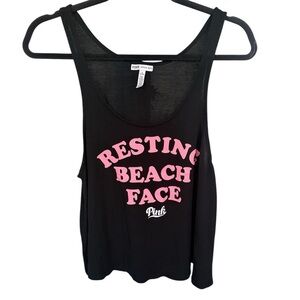 PINK Victoria's Secret Black Tank Top - Resting Beach Face